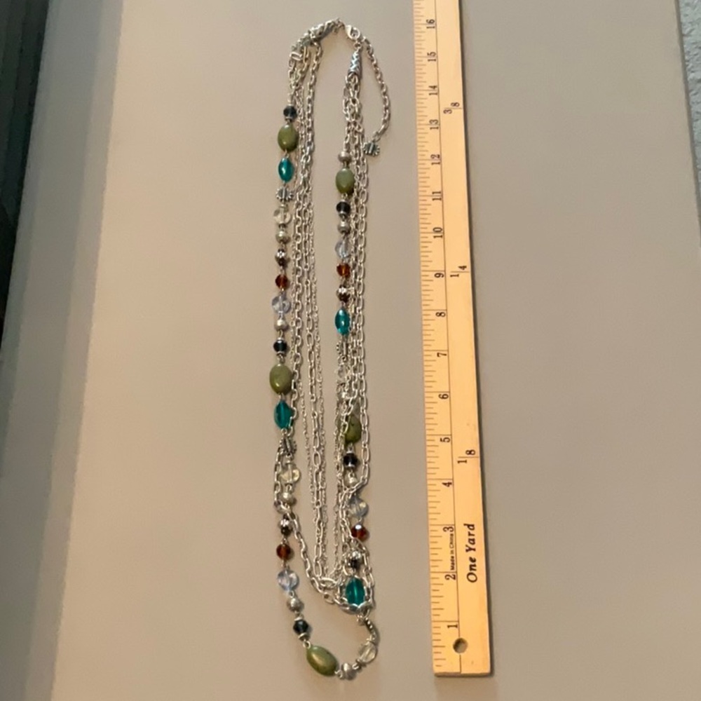 Premier Jewelry long silver, beaded necklace